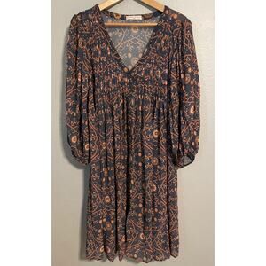 Wayward Fancies eShakti Dress Womens Large Floral Button Up Midi Pleated Boho